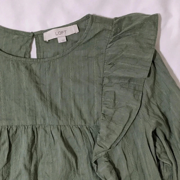 Loft Ruffle Cropped Blouse, Color Olive Green Size L - Picture 5 of 16